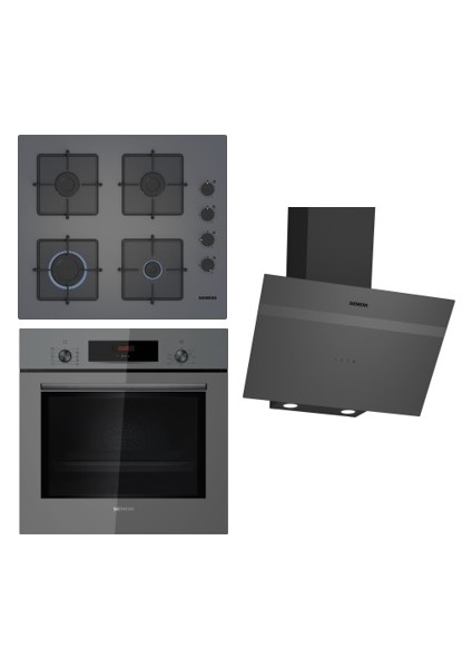 Antrasit Gri Ankastre Set (HB012FBH1T Fırın EO6C8PP30O Ocak LC64KPJ70T Davlumbaz)