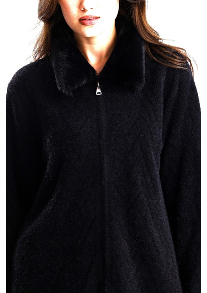 Kadın Fermuarlı Kürk Yaka Ceket fiyatları