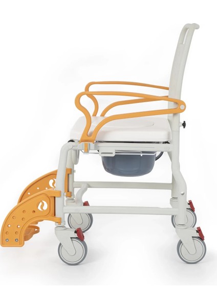 Banyo ve Tuvalet Sandalyesi Turuncu | Soft Minderli, 4 Frenli Tekerlek, Paslanmaz Plastik Gövde DM-8088C fırsatları