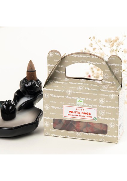 Beyaz Adaçayı Aromalı Backflow Geri Akış Konik Tütsü