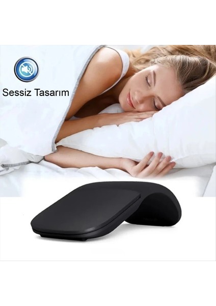 Katlanabilir Ark Dokunmatik Kablosuz Mouse Ultra ince, Sessiz, 2.4g USB Alıcılı, Pc/laptop Uyumlu