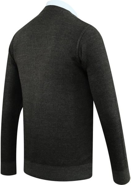 Erkek Düğmeli Hırka Cepli Desenli Çelik Örgü Klasik Kalıp - 5208M fırsatları