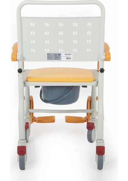 Banyo ve Tuvalet Sandalyesi Turuncu| Plastik Gövde, Lazımlıklı, Frenli Tekerlekli DM-8088A fırsatları