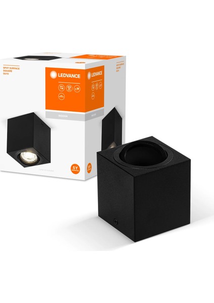 LED 2700K IP20 GU10 Duy Sıva Üstü Kare Siyah Spot