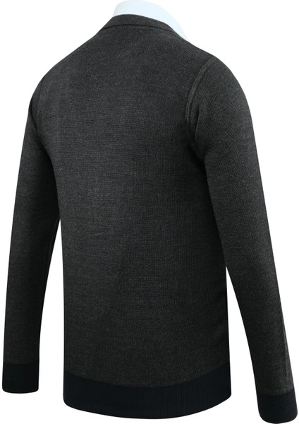 Erkek Düğmeli Hırka Cepli Desenli Çelik Örgü Klasik Kalıp - 5208M fırsatları