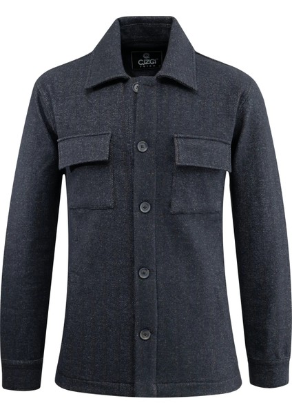 Erkek Kışlık Kumaş Hırka Noktalı Desenli Klasik Kalıp - 5233G