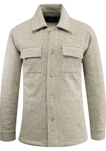 Erkek Kışlık Kumaş Hırka Noktalı Zikzak Desenli Klasik Kalıp - 5232G