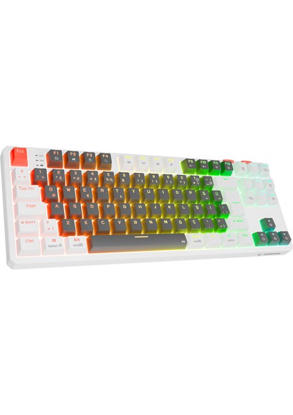 Yoru Tkl Gri/beyaz Type-C Bağlantılı Outemu Red Swich Q Mekanik Gaming Oyuncu Klavye Rgb