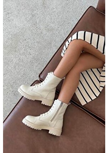 Happy Kadın Hakiki Deri Postal Bot Bej fiyatları