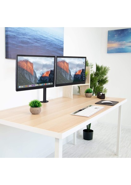 Çift Kollu 13"-27" 10 kg Masaüstü Monitör Askı Aparatı – Vesa 75X75 / 100X100, 360° Döner, Ergonomik fiyatları