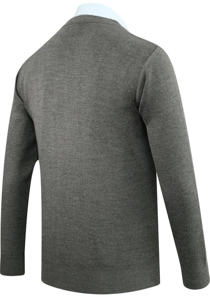 Erkek Düğmeli Hırka Cepli Desenli Çelik Örgü Klasik Kalıp - 5212M fırsatları