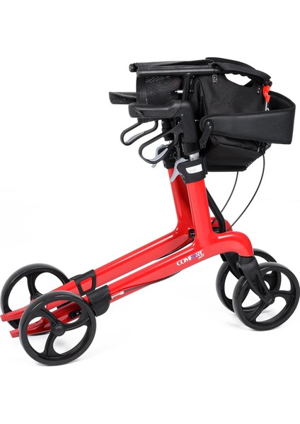 Rolatör Yürüteç Kırmızı| Carbon Fiber Şase, 8” Tekerlekli, Katlanabilir Hafif Yapı, Oturaklı ve Sepetli Model, Spirit-X4 indirimleri