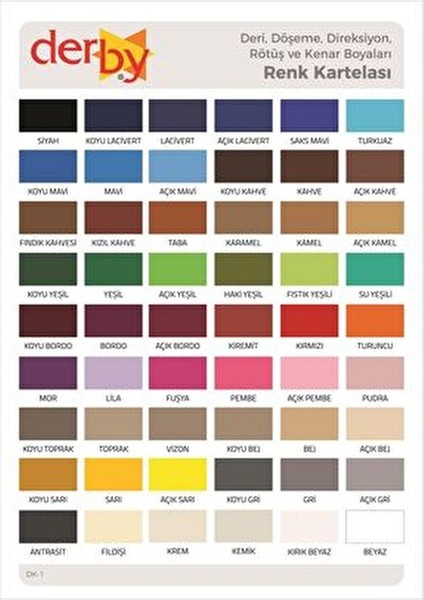 Deri Eşyalar İçin Yoğun Rötuş Boyası A. Lacivert 100 ml Kartela Renkleriyle fiyatları