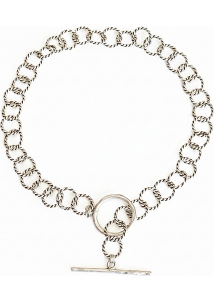 Zarif Halka Zincir Tasarımlı Gümüş Kaplama Modern Kadın Kolye – Büyük Halka Detaylı Şık Takı fiyatları