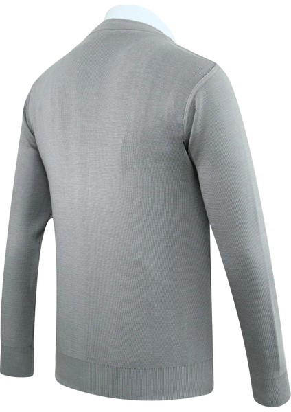 Erkek Düğmeli Hırka Cepli Desenli Çelik Örgü Klasik Kalıp - 5203M fırsatları