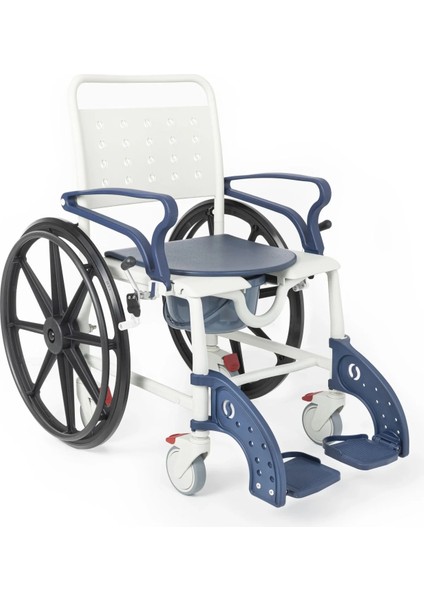 Banyo ve Tuvalet Sandalyesi Lacivert | Soft Minderli, 4 Frenli Tekerlek, Paslanmaz Plastik Gövde DM-8088C