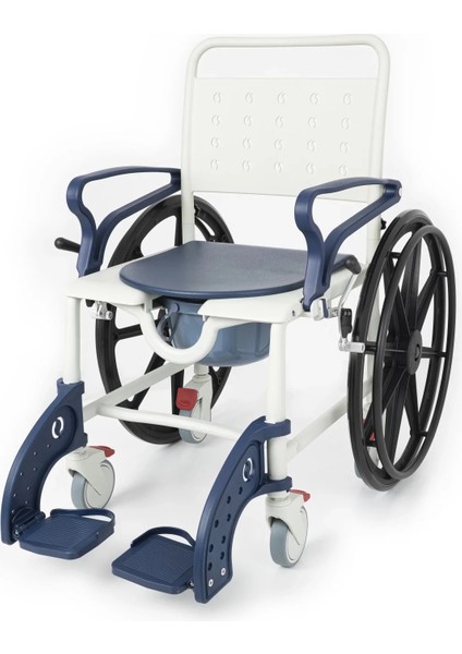 Banyo ve Tuvalet Sandalyesi Lacivert | Soft Minderli, 4 Frenli Tekerlek, Paslanmaz Plastik Gövde DM-8088C fiyatları