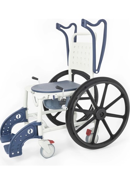 Banyo ve Tuvalet Sandalyesi Lacivert | Soft Minderli, 4 Frenli Tekerlek, Paslanmaz Plastik Gövde DM-8088C