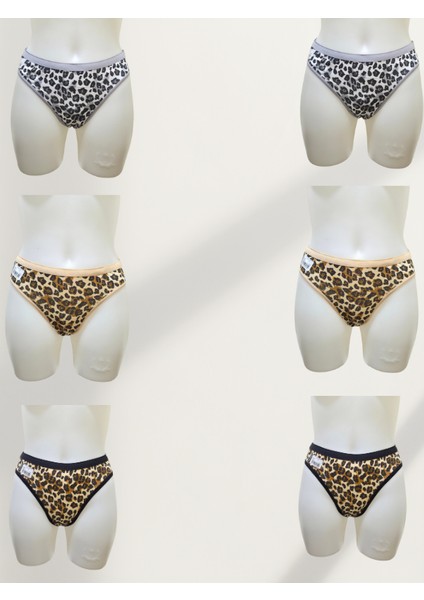 Kadın Karışık Leopar Desenli 6'lı Bikini Külot fiyatları