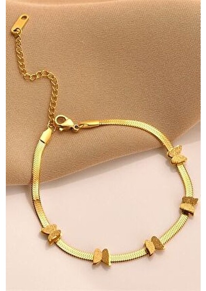 Zarif ve Şık Tasarım Ezme Italyan Zincirli Kelebek Stil Gold/altın Çelik Kadın Bileklik modelleri