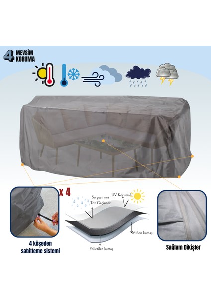 Bahçe Mobilya Koruma Örtüsü Branda 200X150X75 cm - Santimetre, Su Geçirmez, Güneşten Korur fiyatları