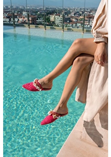 Tyler Kadin Fusya Denızkabuklu Hasır Terlık