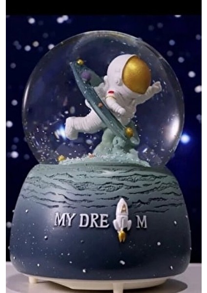 Astronot Hayalim Işıklı Müzikli Püskürtmeli Büyük Boy Kar Küresi