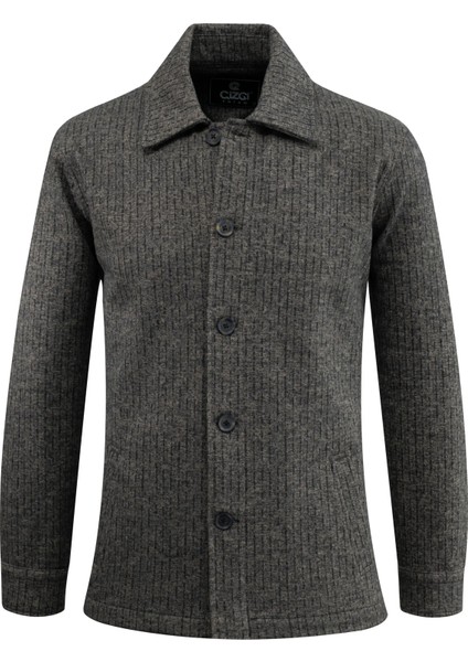 Erkek Kışlık Kumaş Hırka Çizgili Desenli Klasik Kalıp - 5234G