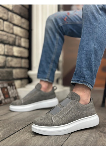 ET0307 Kalın Süet Yüksek Taban Çift Bant Gri Erkek Ayakkabı fiyatları