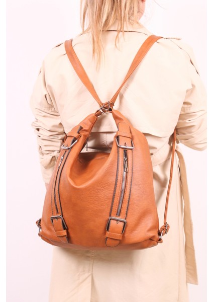Büyük Boy Yumuşak Deri Çok Fonksiyonel Kadın Sırt ve Omuz Çantası - Şık ve Pratik Tasarım
