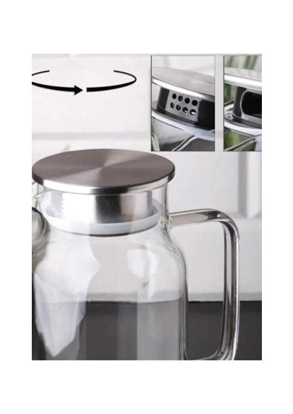 1500 ml Borosilikat Cam Su Sürahisi - Metal Kapaklı ve Isıya Dayanıklı modelleri