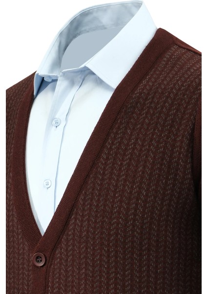 Erkek Düğmeli Hırka Cepli Desenli Çelik Örgü Klasik Kalıp - 5212M modelleri