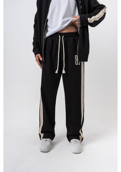 Erkek 7 Şerit Detaylı Kışlık Doubleface Baggy Eşofman Altı Siyah fiyatları