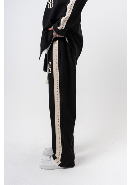 Erkek 7 Şerit Detaylı Kışlık Doubleface Baggy Eşofman Altı Siyah modelleri