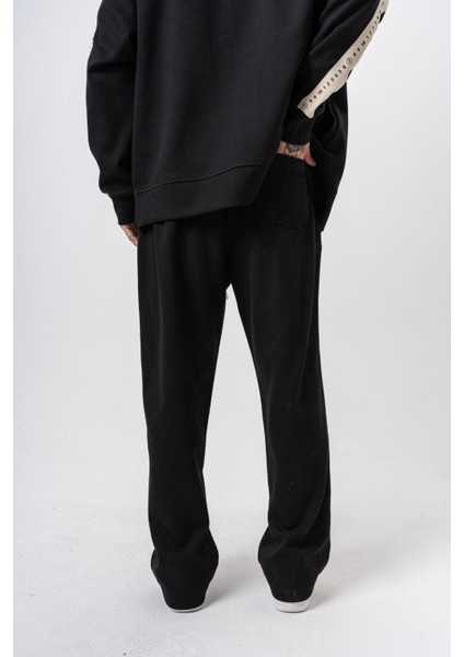 Erkek 7 Şerit Detaylı Kışlık Doubleface Baggy Eşofman Altı Siyah fırsatları