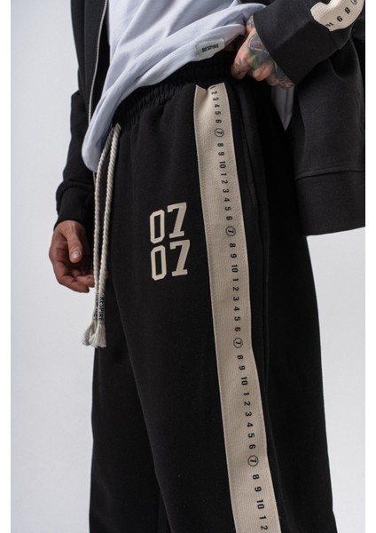 Erkek 7 Şerit Detaylı Kışlık Doubleface Baggy Eşofman Altı Siyah indirimleri