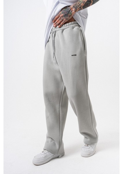 Erkek Respire Yazı Detaylı Basic Baggy Eşofman Altı Açık Gri fırsatları