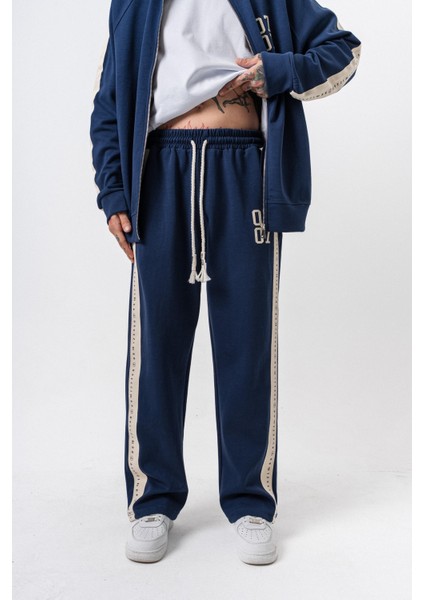 Erkek 7 Şerit Detaylı Kışlık Doubleface Baggy Eşofman Altı Lacivert fiyatları