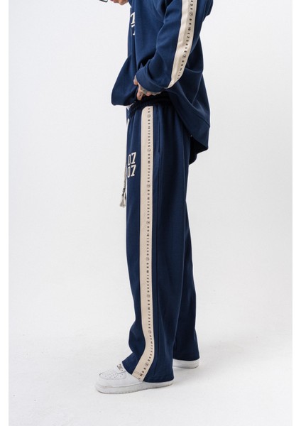 Erkek 7 Şerit Detaylı Kışlık Doubleface Baggy Eşofman Altı Lacivert modelleri