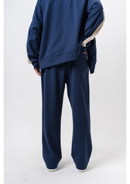 Erkek 7 Şerit Detaylı Kışlık Doubleface Baggy Eşofman Altı Lacivert fırsatları