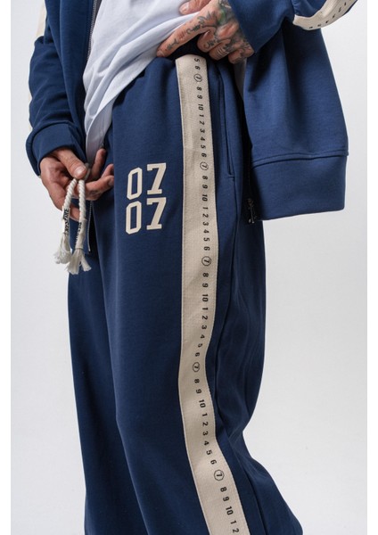 Erkek 7 Şerit Detaylı Kışlık Doubleface Baggy Eşofman Altı Lacivert indirimleri