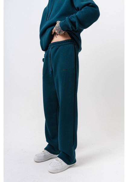 Erkek Respire Yazı Detaylı Basic Baggy Eşofman Altı Zümrüt fiyatları