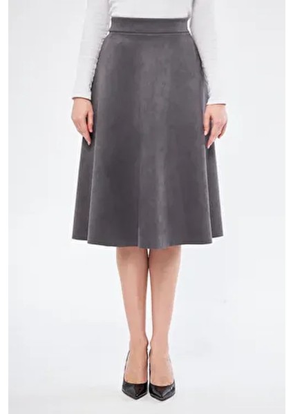 Midi Boy Süet Kiloş Etek