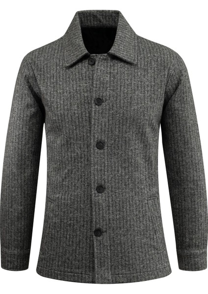 Erkek Kışlık Kumaş Hırka Çizgili Desenli Klasik Kalıp - 5234G