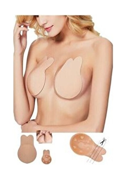 Kadın Ten Renk Göğüs Dikleştirici Göğüs Ucu Gizleyici Meme Kaldıcırıcı Sütyen Yapışkanlı Askısız
