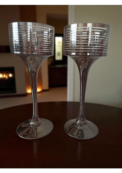 Vintage Smoky Metalik Dekoratif Obje 2'li Set & 38 cm