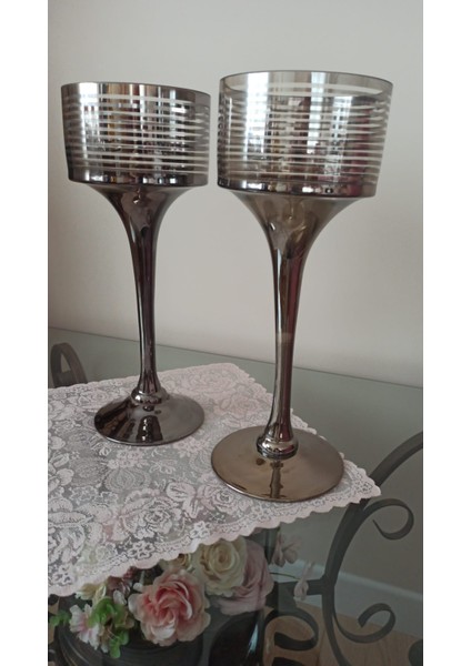 Vintage Smoky Metalik Dekoratif Obje 2'li Set & 38 cm modelleri