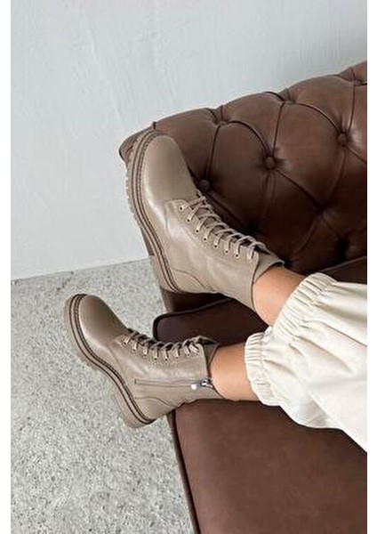 Happy Kadın Hakiki Deri Postal Bot Vizon modelleri