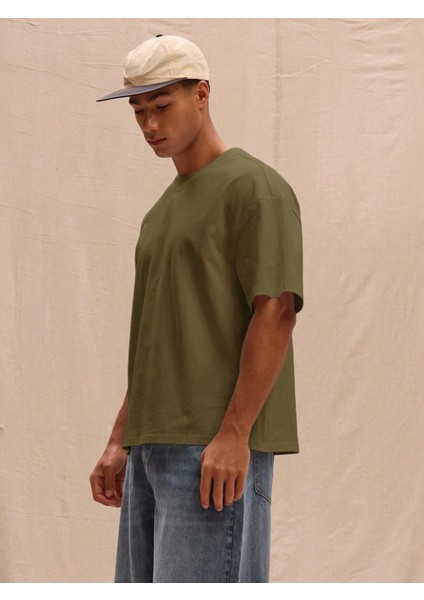 - Erkek Basic Super Pamuklu Oversize Koyu Haki Tişört modelleri
