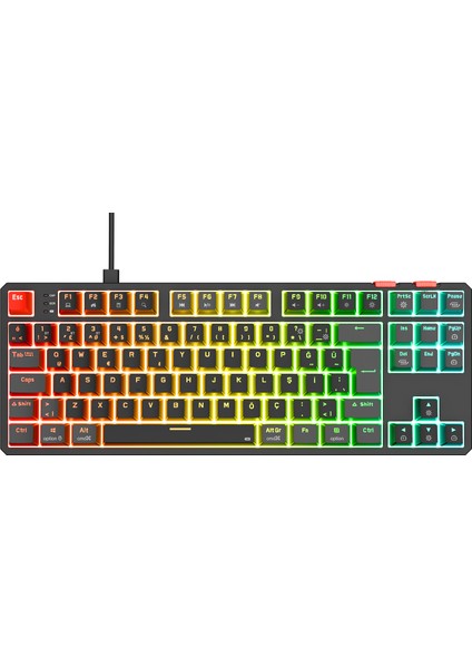 Yoru Tkl Siyah/gri Type-C Bağlantılı Outemu Red Swich Q Mekanik Gaming Oyuncu Klavye Rgb fiyatları